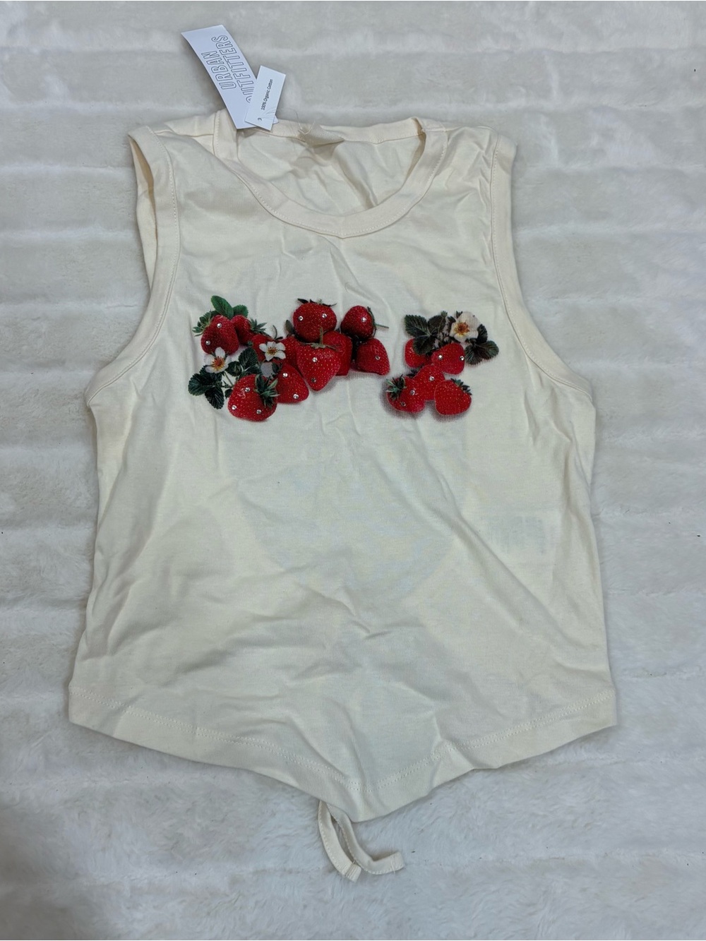 Urban outfitters Tank Top with Red Strawberry Appliqué